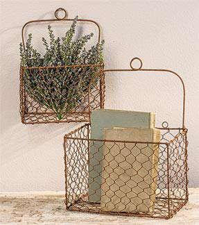 2/Set, Chicken Wire Wall Baskets - The Fox Decor